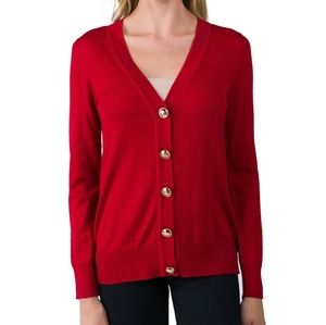 NWOT Ceny Long Sleeve V Neck Cardigan Sweater Size Small Color Red